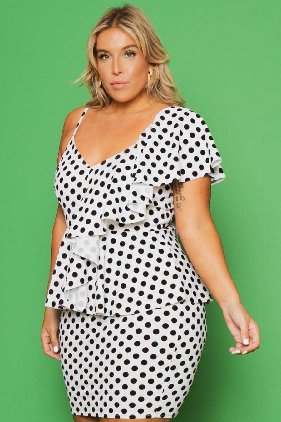 Dresses * | Curvy Sense New Arrivals Plus Size Norah Peplum Dress White