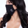 Accessories * | Curvy Sense Washable & Reusable Embroidered Face Mask Love Face Masks Black