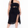 Dresses * | Curvy Sense Plus Size Cleo Ruched Ring Dress Party Shop Black