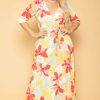 Dresses * | Solid Plus Size Kia Tropical Floral Maxi Dress Orange