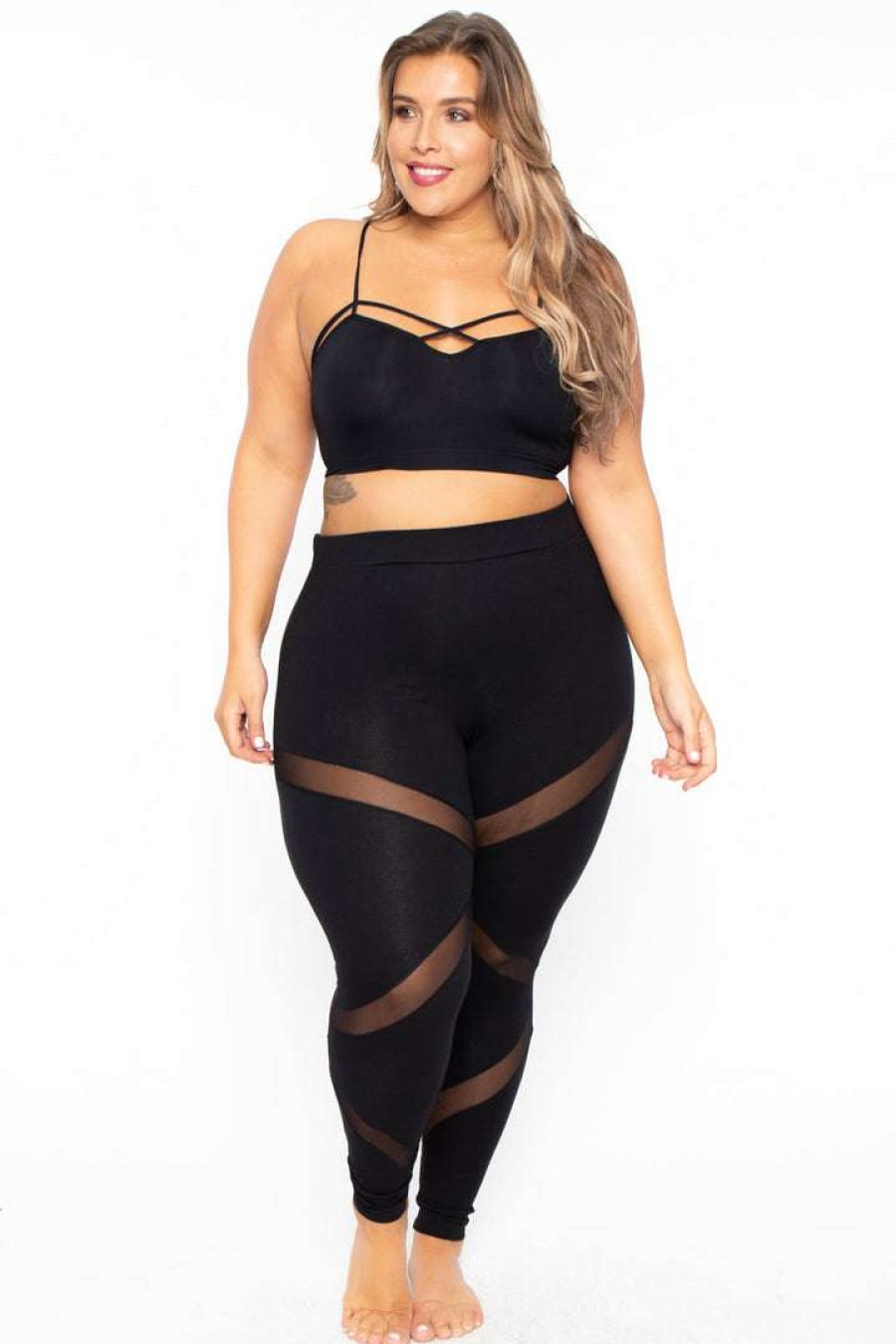 Bottoms * | Curvy Sense Back In Stock Plus Size Generation X Leggings Black