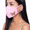 Accessories * | Curvy Sense Washable & Reusable Embroidered Face Mask Butterfly Bubblegum