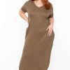 Dresses * | Zenana Plus Size Maxi T-Shirt Dress Dresses Dusty Olive