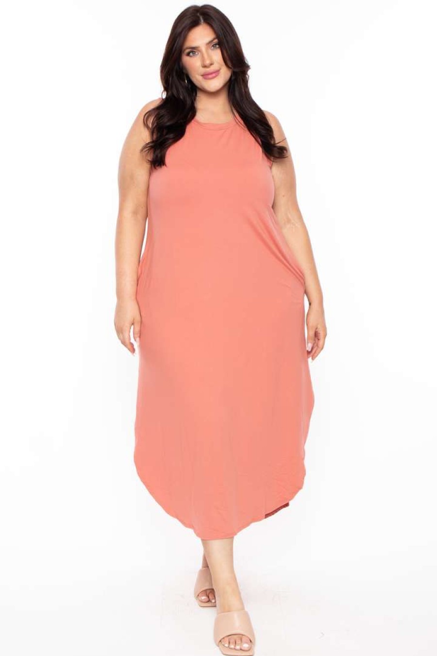 Dresses * | Zenana Plus Size Tank Maxi T-Shirt Dress Dresses Ash Rose