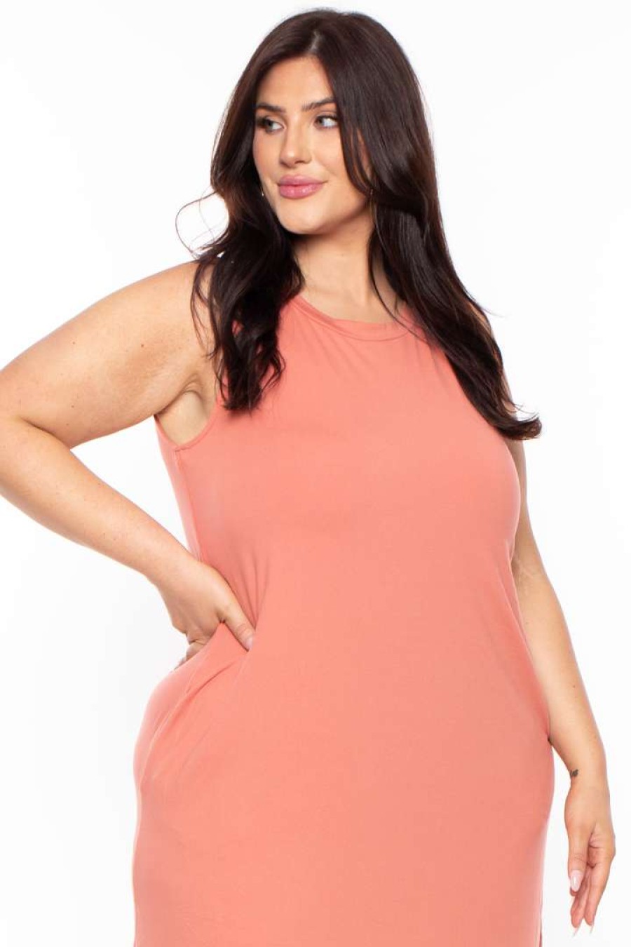 Dresses * | Zenana Plus Size Tank Maxi T-Shirt Dress Dresses Ash Rose