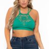 Tops * | Zenana Plus Size Lace Trim Bralette Green