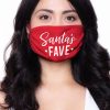 Accessories * | Curvy Sense Washable Christmas Face Mask Santa'S Fave Red