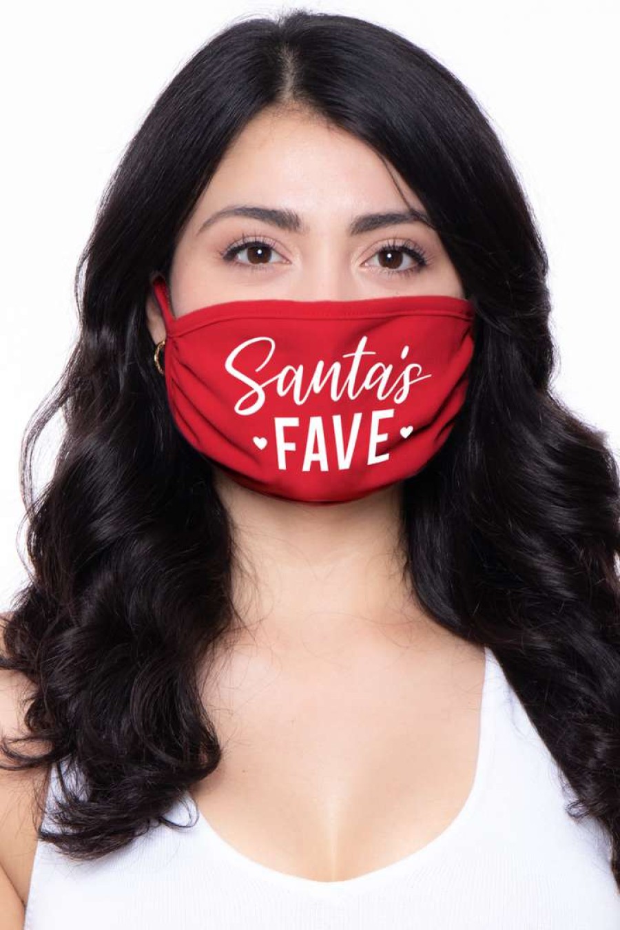 Accessories * | Curvy Sense Washable Christmas Face Mask Santa'S Fave Red