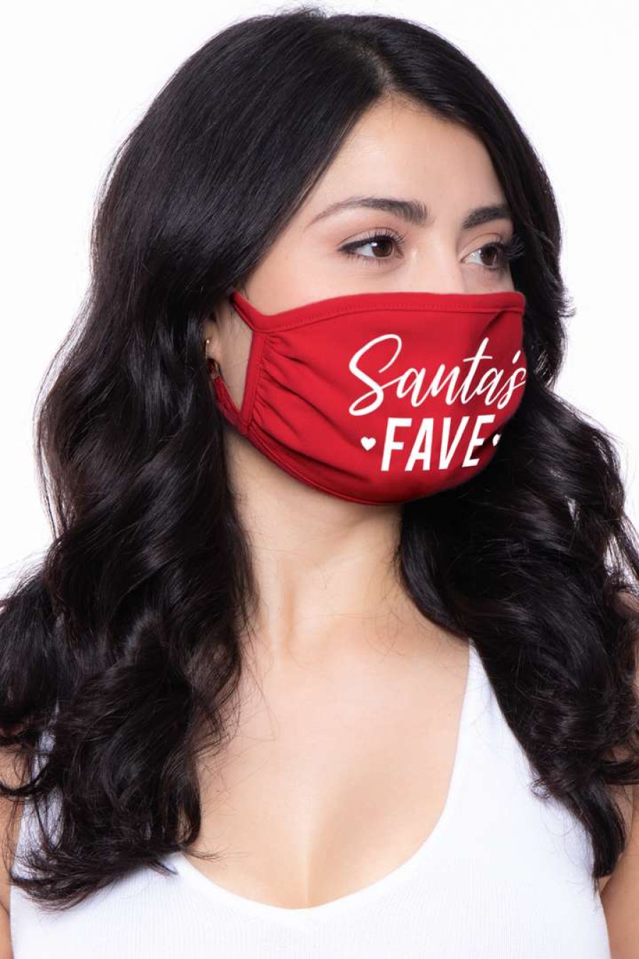 Accessories * | Curvy Sense Washable Christmas Face Mask Santa'S Fave Red