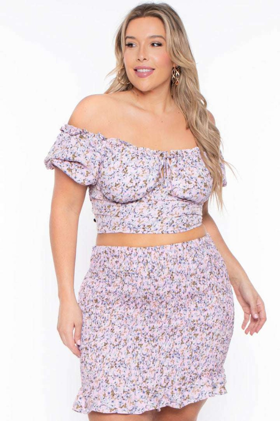 Sets * | Haute Monde Plus Size Primrose Matching Skirt Set Sets Pink