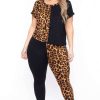 Sets * | Curvy Sense Plus Size Kady Leopard Matching Set Sets Brown