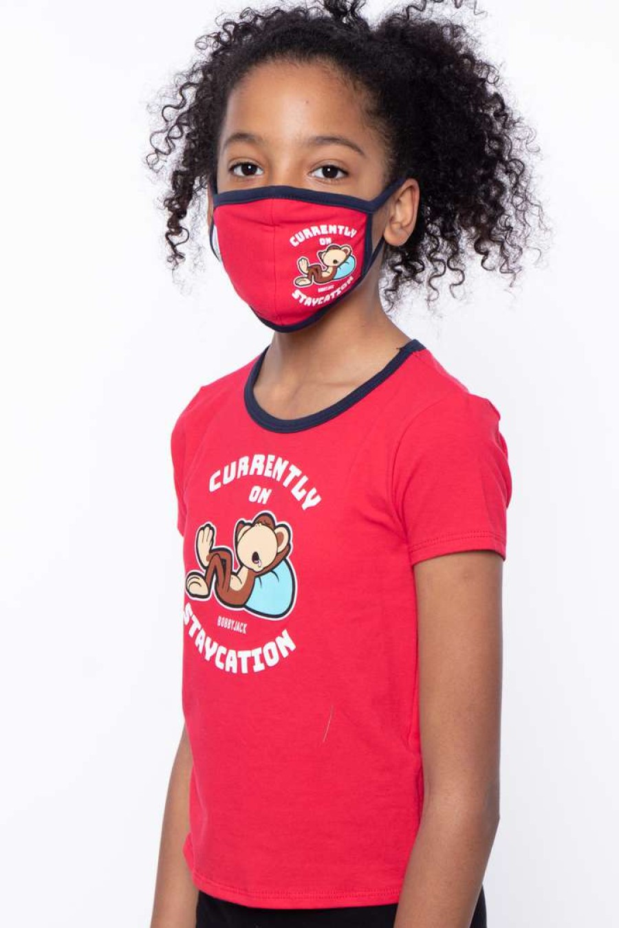 Sets * | Bobby Jack Kids Mask & Shirt Set Staycation Matching Sets