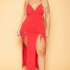 Dresses * | Curvy Sense Back In Stock Plus Size Melissa M-Slit Dress Red