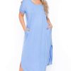 Dresses * | Zenana Plus Size Maxi T-Shirt Dress New Arrivals Spring Blue