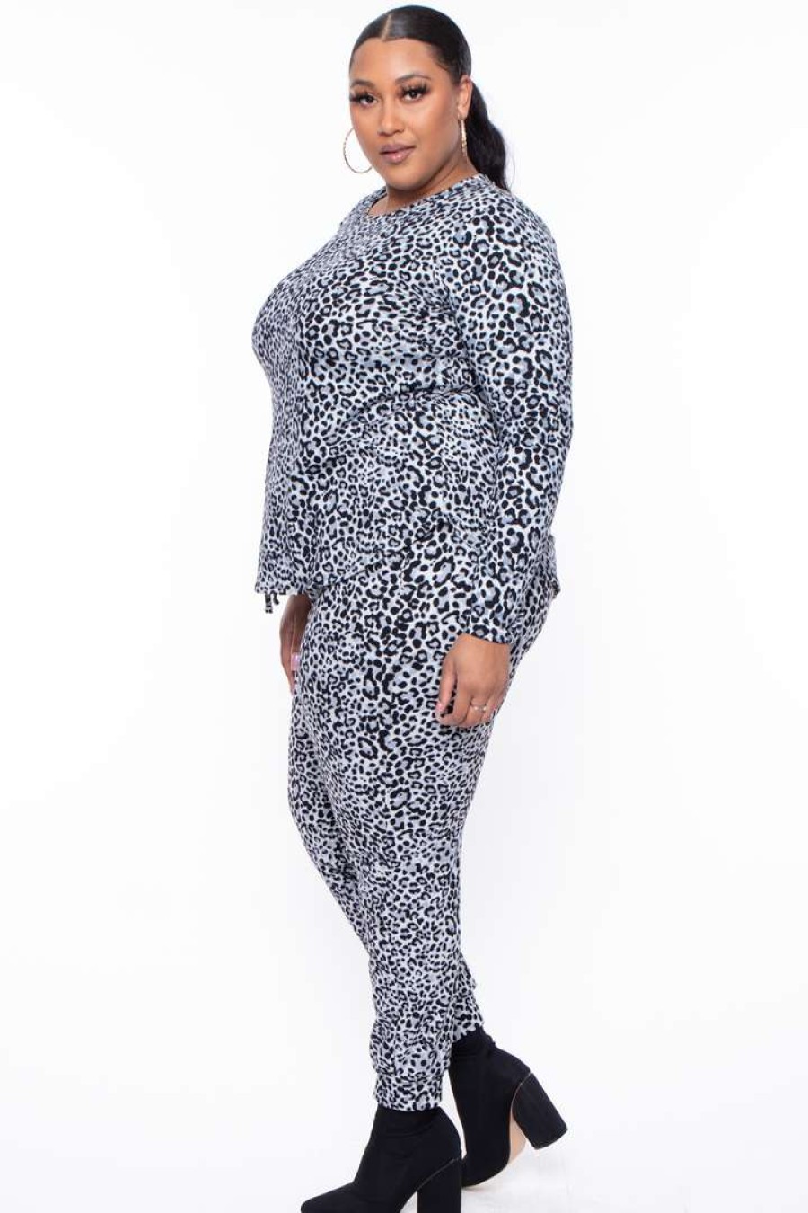 Sets * | Zenana Plus Size Jaguar Cozy Tracksuit Set Matching Sets Grey