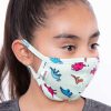 Accessories * | Curvy Sense Face Masks Kids Washable Fun Patterns Face Mask ( Ages 4 11 ) Dino Seafoam