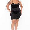 Dresses * | Curvy Sense Party Shop Plus Size Lilith Satin Mini Dress Black