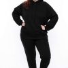 Sets * | Zenana Plus Size Annie Cozy Hoodie Set Matching Sets Black