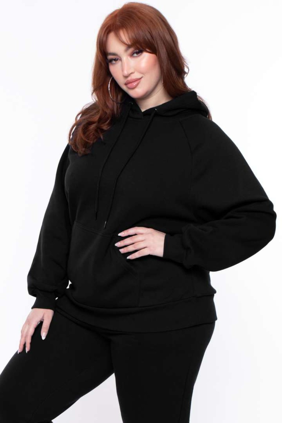 Sets * | Zenana Plus Size Annie Cozy Hoodie Set Matching Sets Black