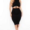 Sets * | Curvy Sense Plus Size Sora Crop Top & Skirt Set Black