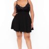 Dresses * | Curvy Sense Plus Size Cami Lace Top Dress New Arrivals Black