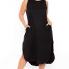 Dresses * | Zenana Dresses Plus Size Tank Maxi T-Shirt Dress Black