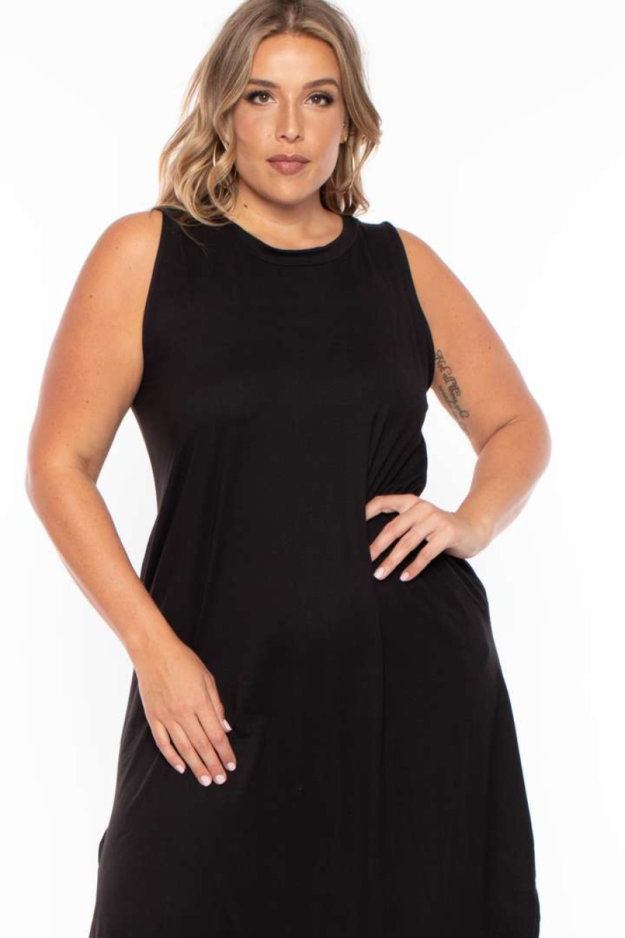 Dresses * | Zenana Dresses Plus Size Tank Maxi T-Shirt Dress Black