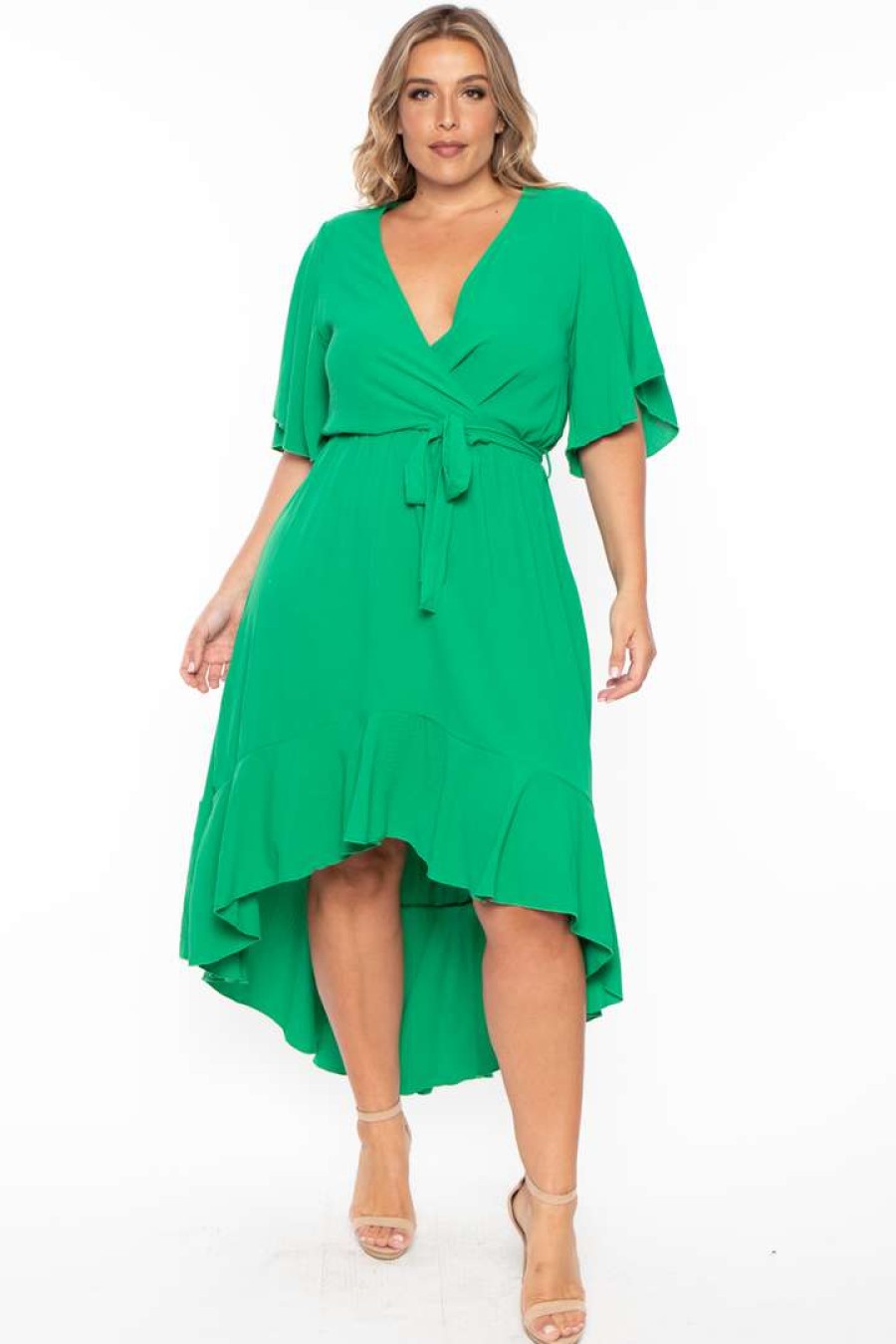 Dresses * | Bluebell Plus Size Tati Surplice Ruffle Dress Green