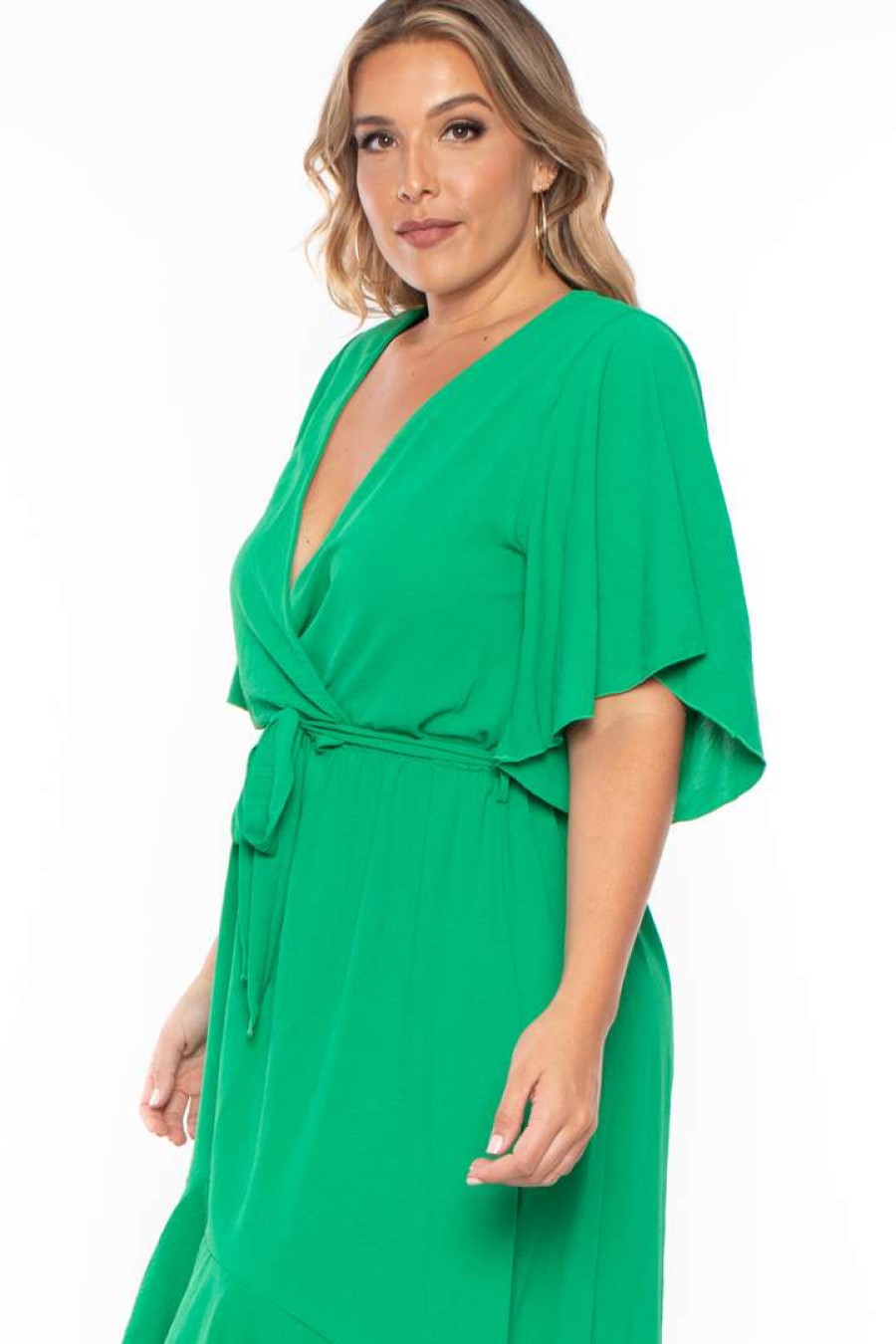 Dresses * | Bluebell Plus Size Tati Surplice Ruffle Dress Green