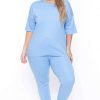 Sets * | Zenana Sets Plus Size Camila Matching Lounge Set Spring Blue