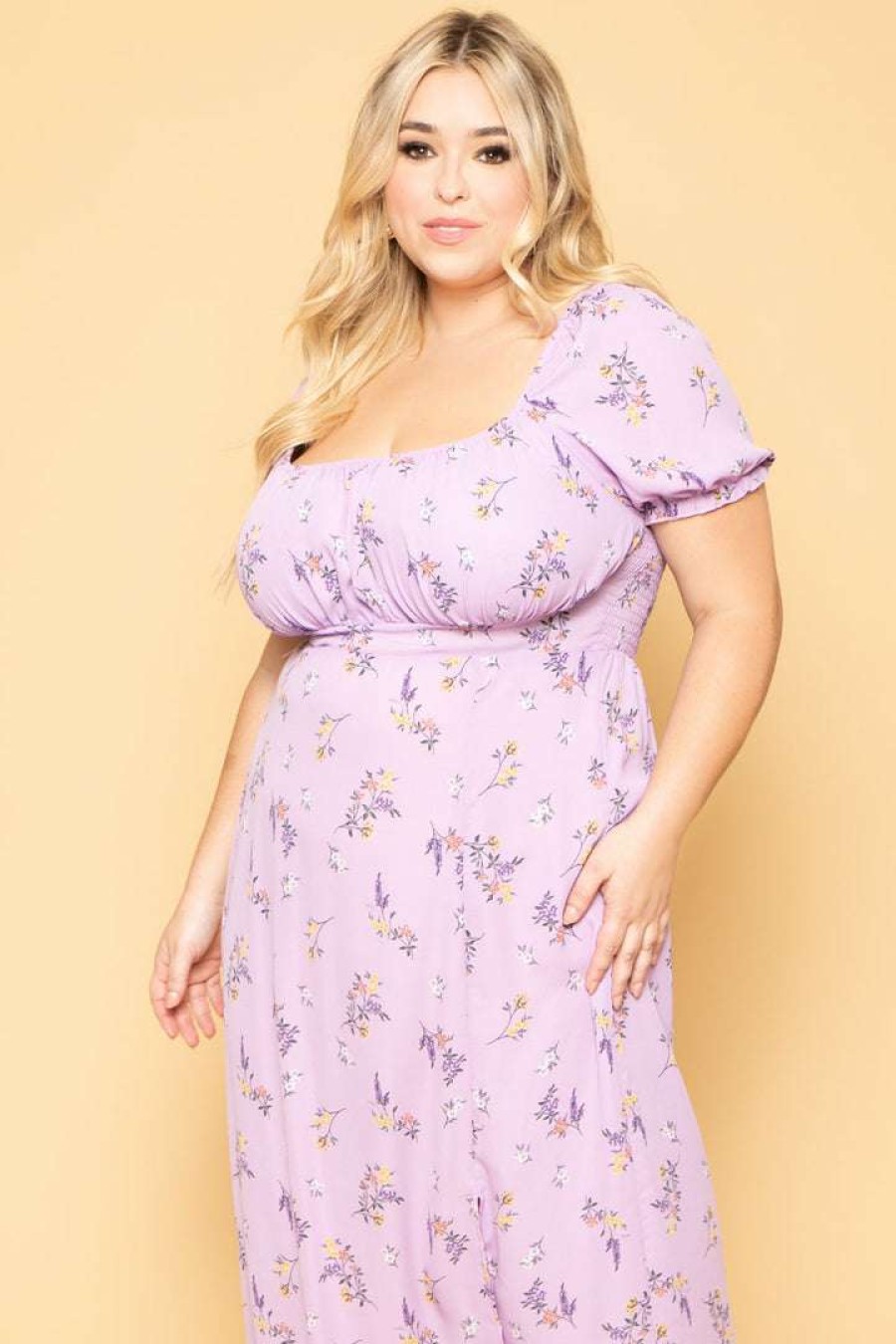 Dresses * | Hesperus Plus Size Marguerite Floral Dress Lavender