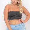 Tops * | Zenana Bralettes Plus Size Seamless Bandeau Bra Grey