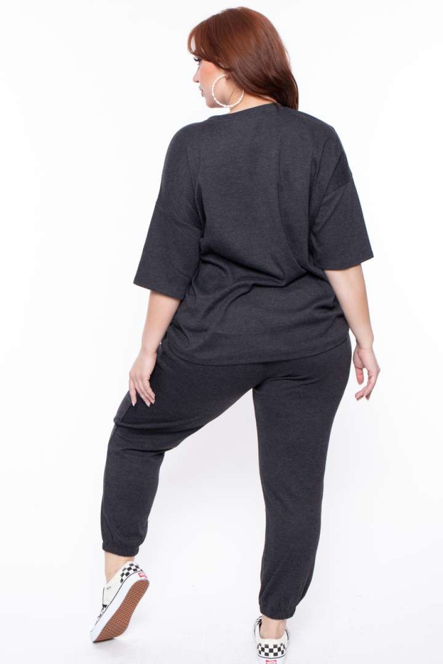 Sets * | Zenana Plus Size Camila Top & Pants Set Matching Sets Charcoal