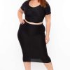 Sets * | Curvy Sense Plus Size Isla Textured Matching Set Matching Sets Black