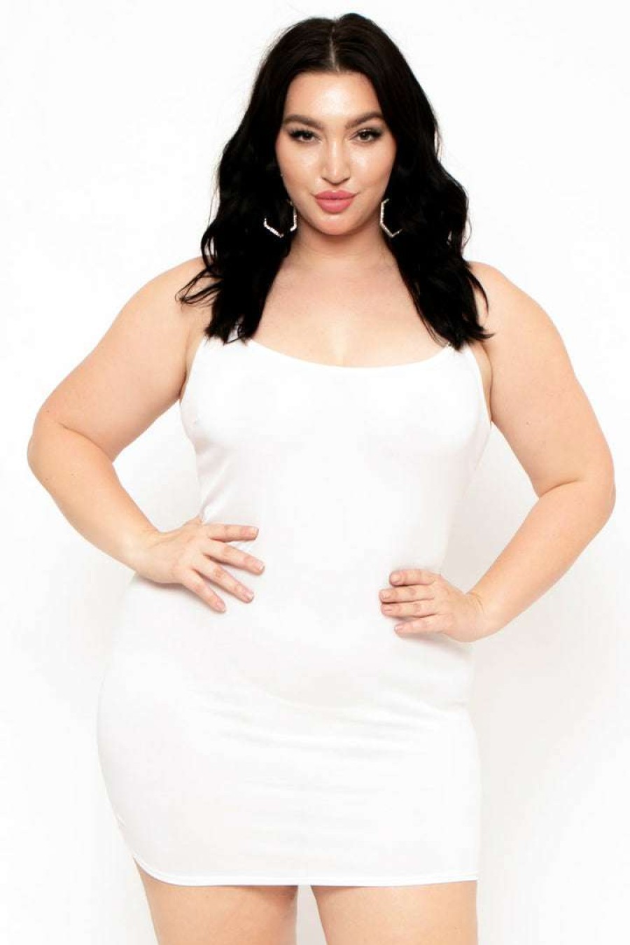 Dresses * | Curvy Sense Back In Stock Plus Size Slip Dress Ivory