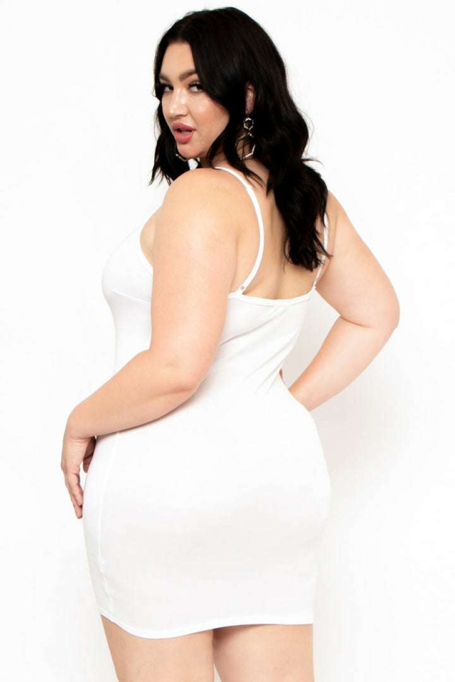 Dresses * | Curvy Sense Back In Stock Plus Size Slip Dress Ivory