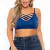 Tops * | Zenana New Arrivals Plus Size Caged Bralette Royal Blue