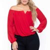 Tops * | Bluebell New Arrivals Plus Size Aryana Cross Over Top Red