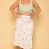 Bottoms * | Sky Plus Plus Size Floral Midi Skirt New Arrivals Ivory