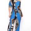 Jumpsuits * | Solid Party Jumpsuilts Plus Size Safari Off Shoulder Jumpsuit Royal