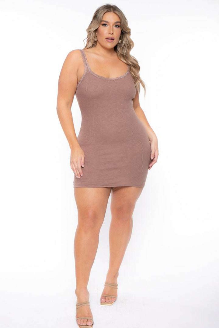 Dresses * | Haute Monde Plus Size Rachel Cami Dress Dresses Mocha