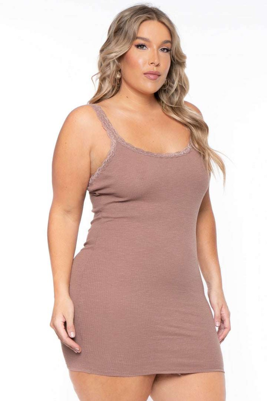 Dresses * | Haute Monde Plus Size Rachel Cami Dress Dresses Mocha