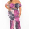 Sets * | Bluebell Plus Size Tie Dye Top & Bell Bottom Pant Set Purple