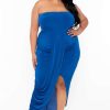 Dresses * | Curvy Sense Plus Size Rylee Front Drape Dress Party Shop Royal Blue