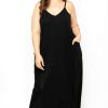 Dresses * | Zenana Plus Size Cami Strap Maxi Dress Black