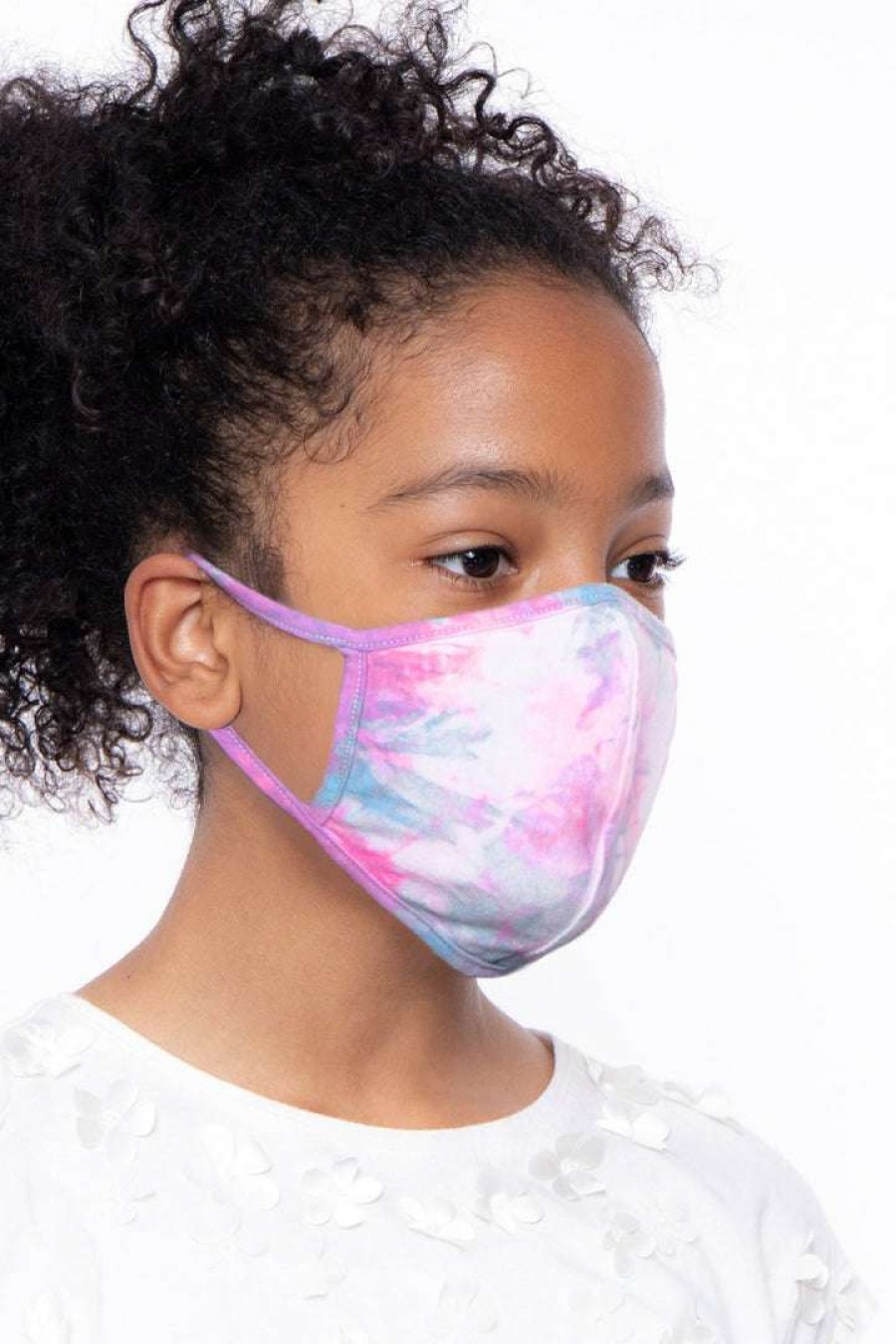 Accessories * | Curvy Sense Face Masks Kids Washable Hand Tie-Dyed Face Mask Pink