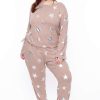 Sets * | Symphony Plus Size Stars Cozy Tracksuit Set Matching Sets Mocha