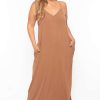 Dresses * | Zenana Dresses Plus Size Cami Strap Maxi Dress Camel