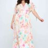 Dresses * | Ricarica Plus Size Ailsa Floral Maxi Dress New Arrivals Pink