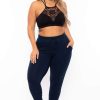 Bottoms * | Ambiance Plus Size Sweat Jogger Navy